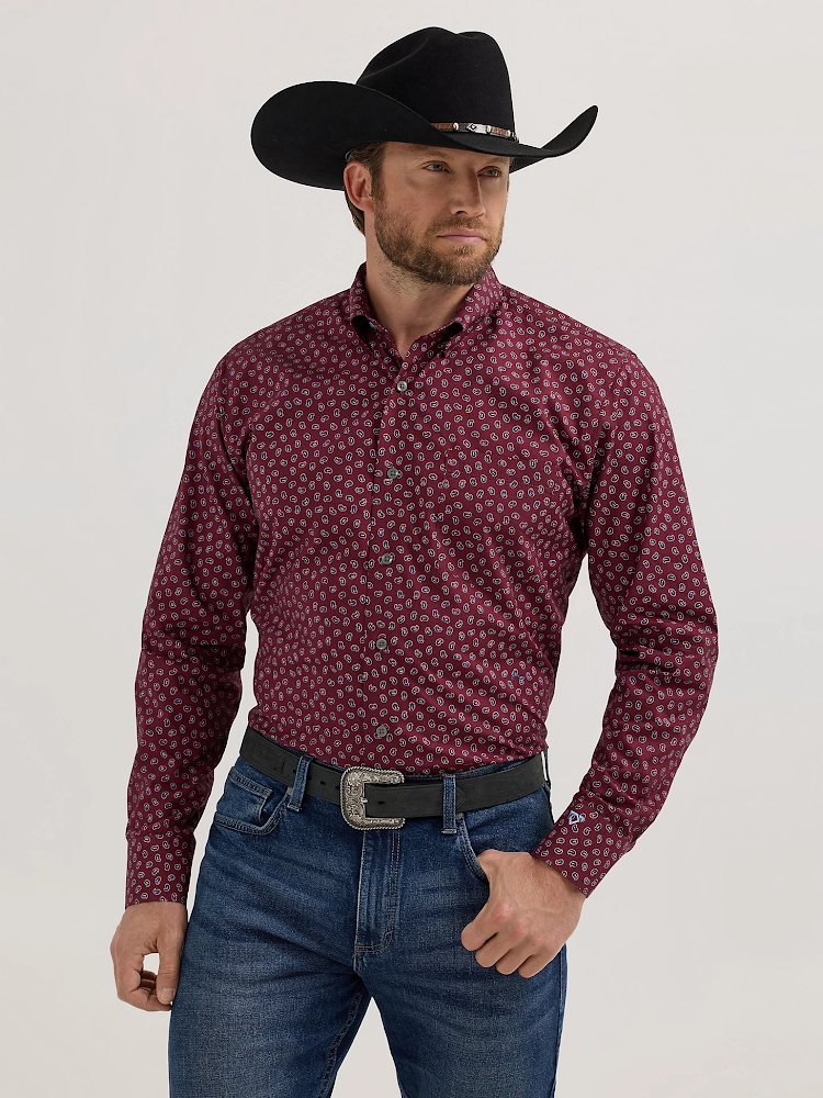 Wrangler Cody Johnson Men's One Pocket Button Down Shirt/Burgundy Flow Jack's Western and Outdoor Wear Wrangler Cody Johnson Men's One Pocket Button Down Shirt/Burgundy Flow Jack's Western and Outdoor Wear