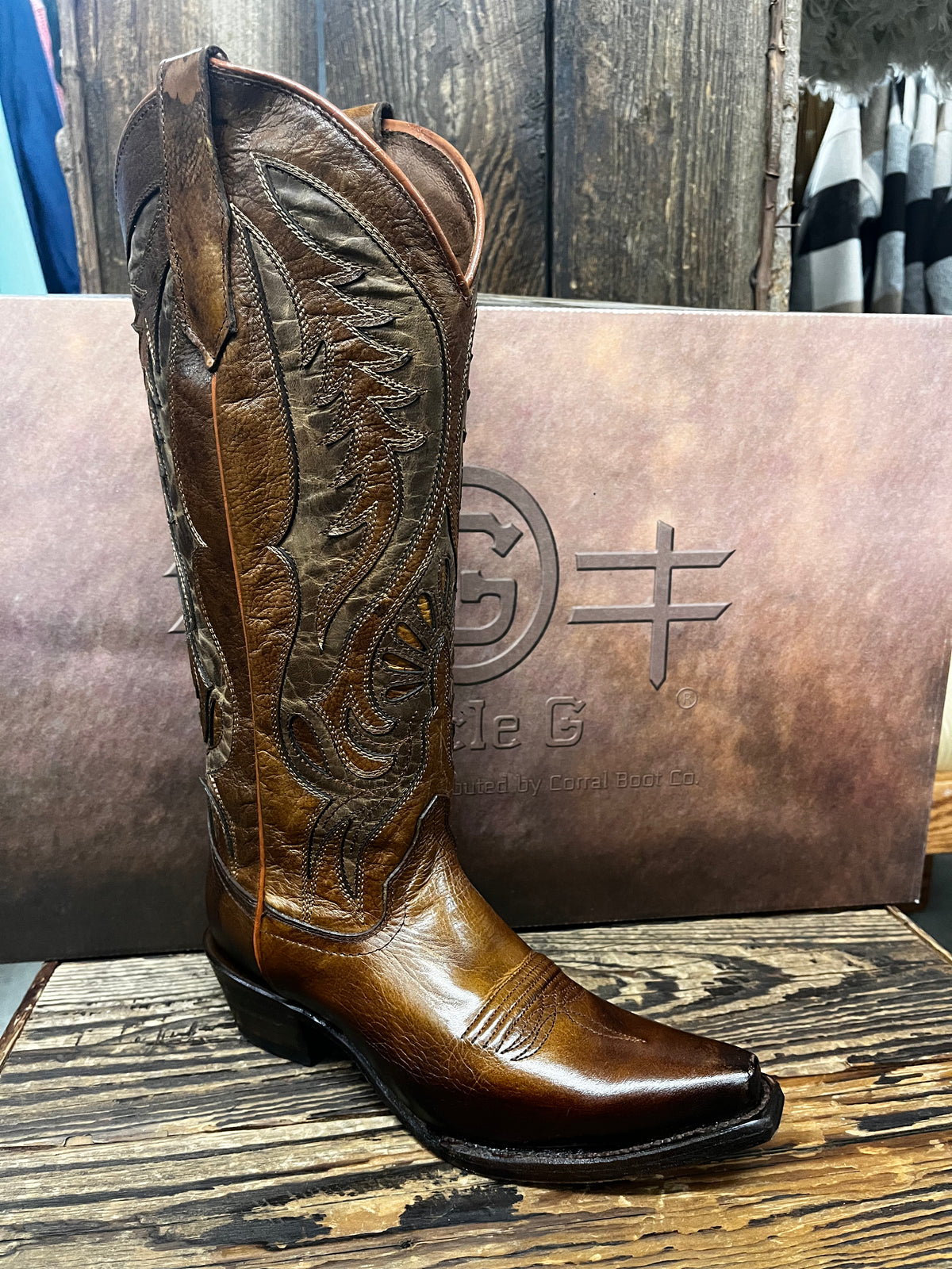 Circle G L6085 Inlay & Embroidery Tall Top Boot Bronze– Jack’s Western ...