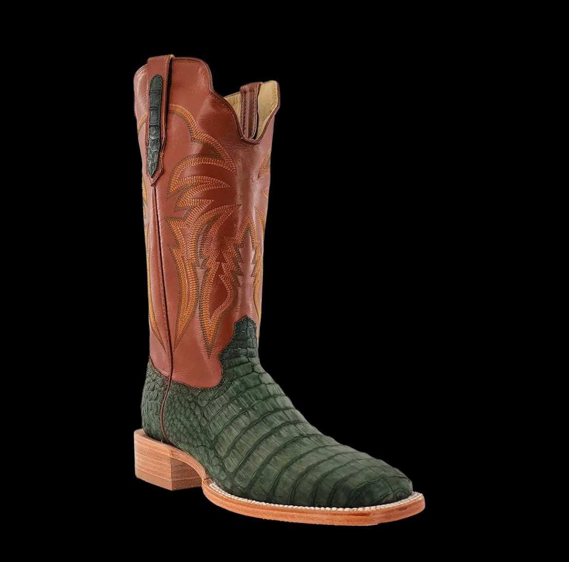 R Watson Roper R. Watson RW2006 Nubuck Olive Green Caiman Men’s Boot– Jack’s Western ...