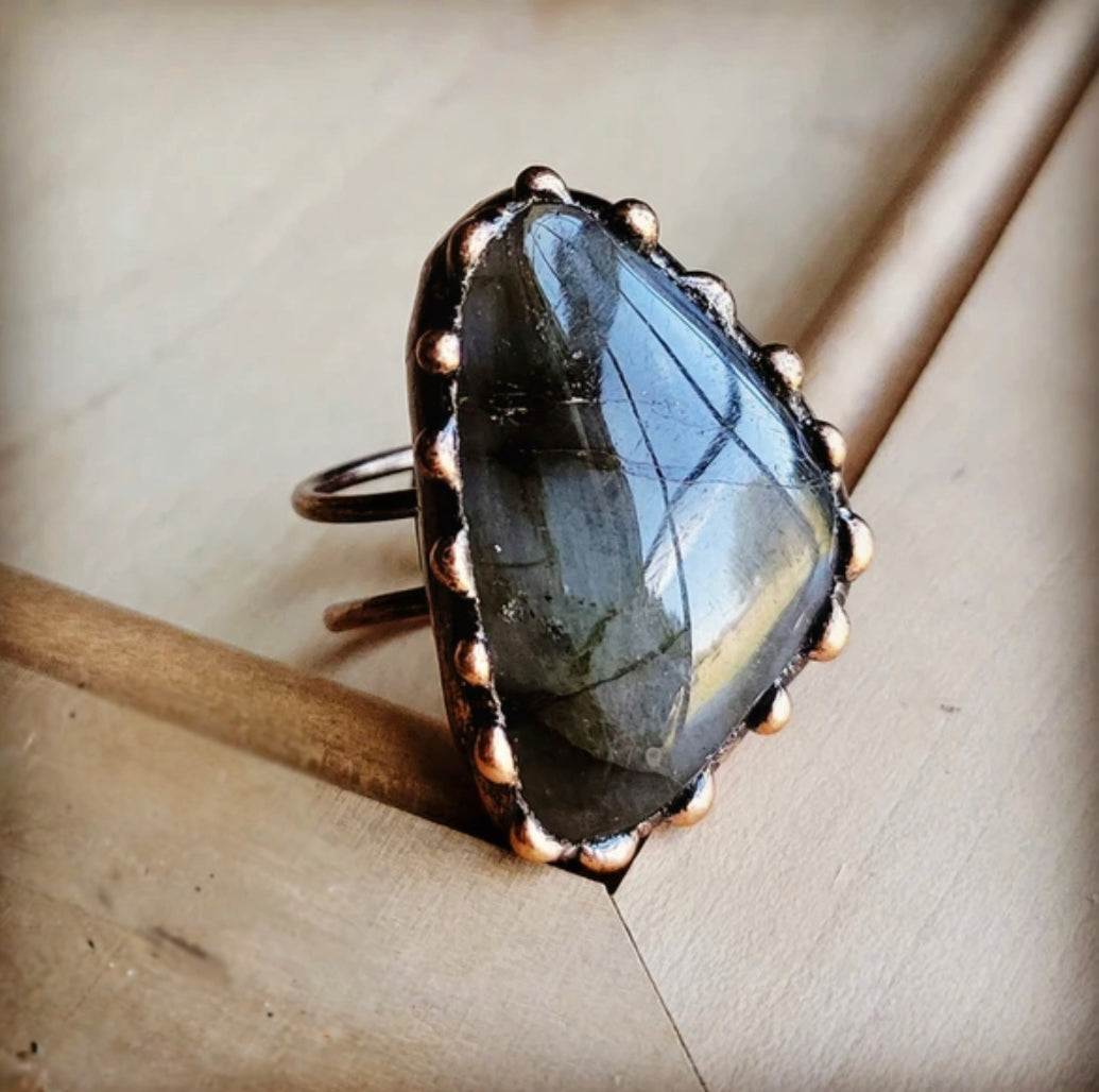 Genuine Labradorite Ring set in Antique Copper– Jack’s Western and ...